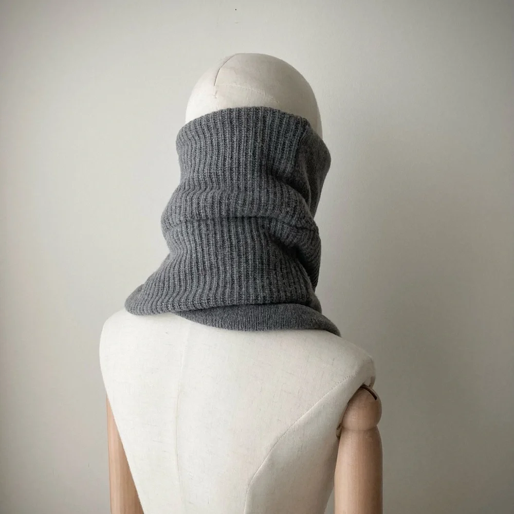joodito yak wool sweater wrap preppy tie scarf japanese boro ribbed wide gray - Picture 7 of 12